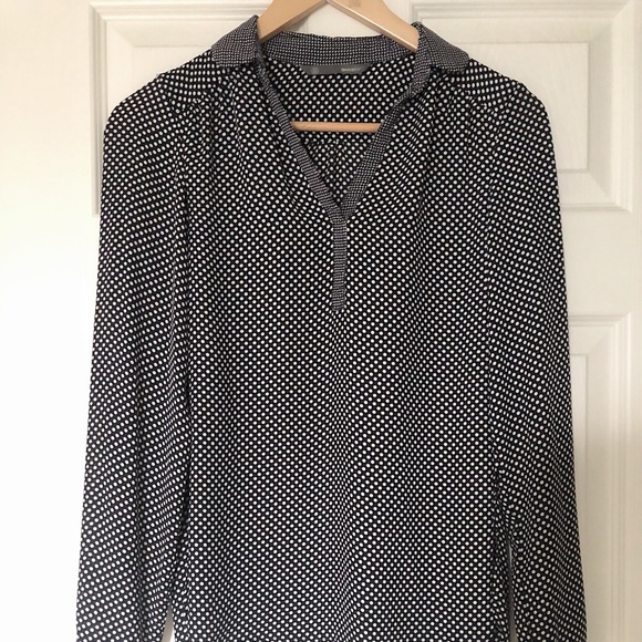 Smart Set Black & White Polka Dot V Neck Blouse XS - Picture 1 of 5
